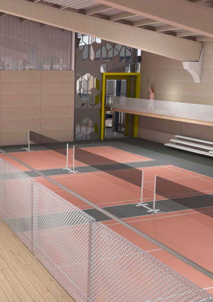 Render of indoor courts inside the proposed Harbour Sports Hub